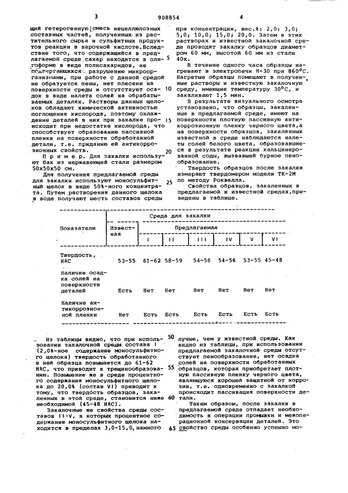 Закалочная среда (патент 908854)