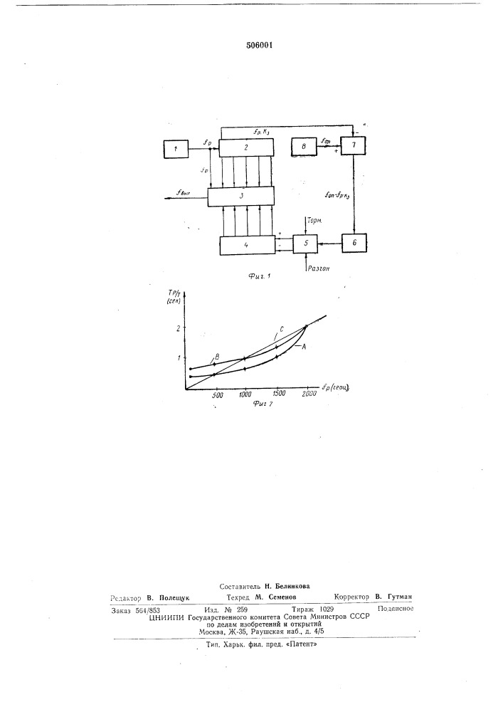 Устройство для разгона и торможения исполнительного двигателя станка (патент 506001)