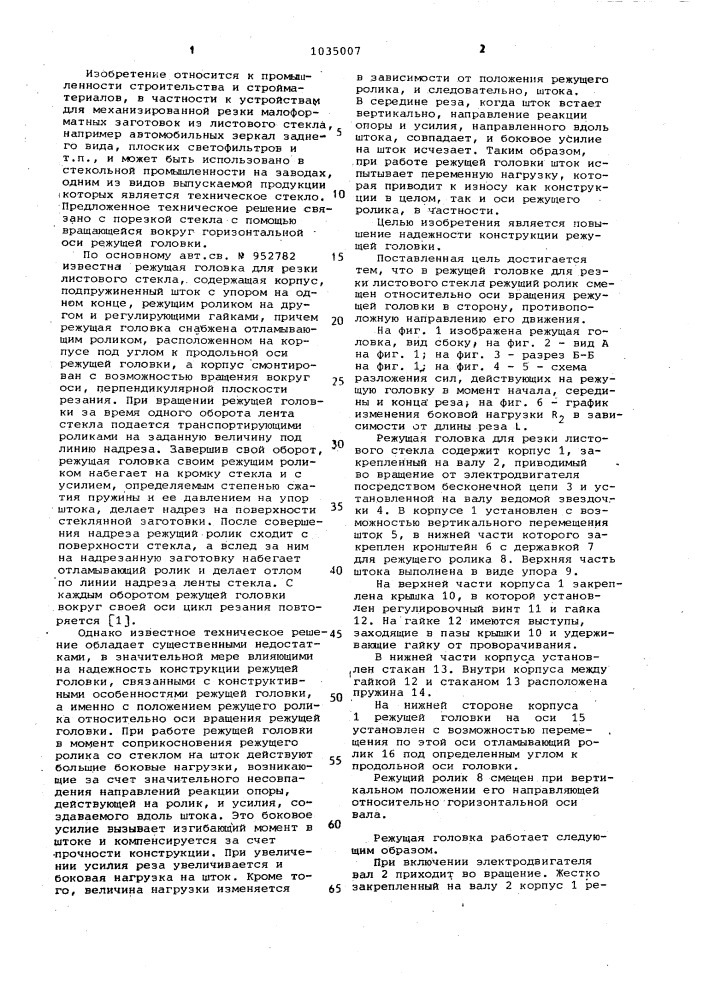 Режущая головка для резки листового стекла (патент 1035007)