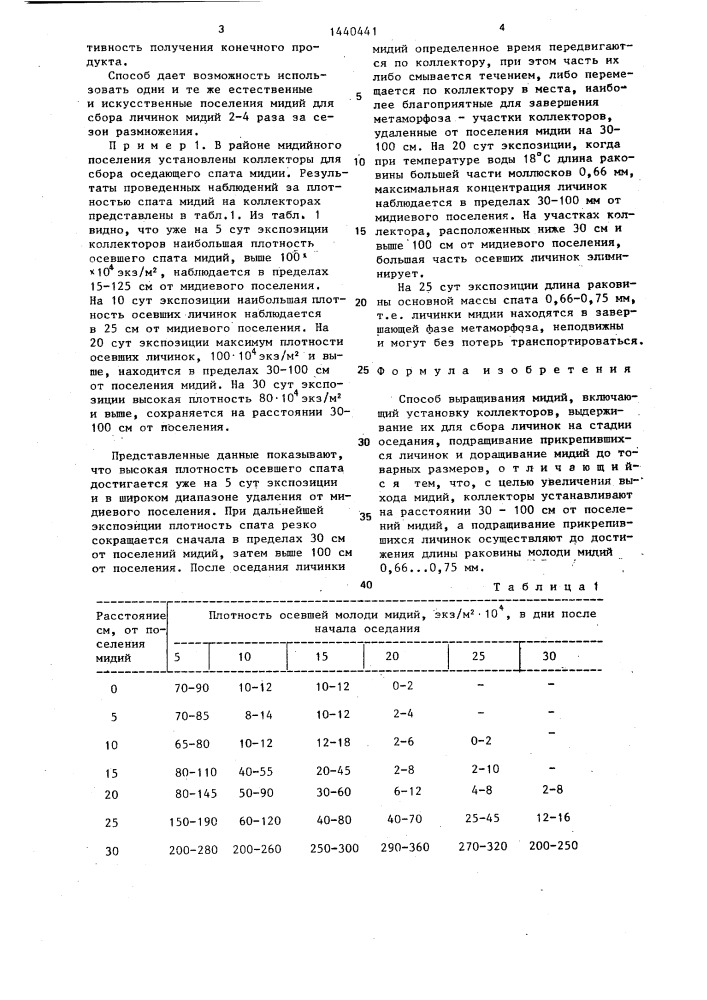 Способ выращивания мидий (патент 1440441)