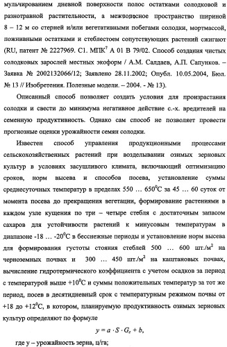 Способ прогнозирования семенной продуктивности солодки голой и солодки уральской сухостепного, лиманного и пойменного экотипов (патент 2360403)