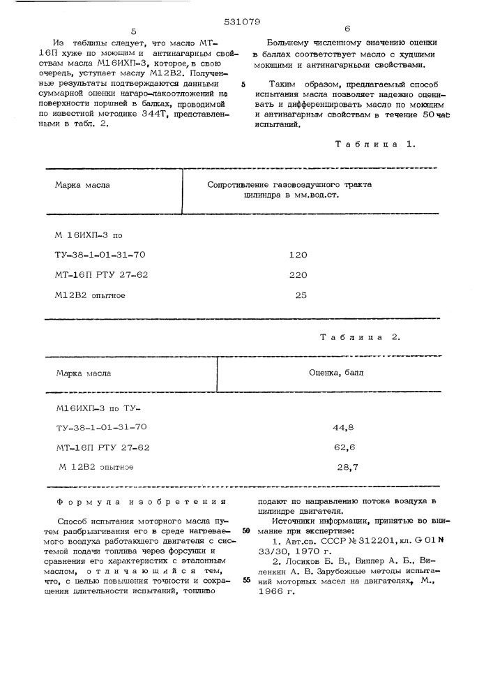 Способ испытания моторного масла (патент 531079)