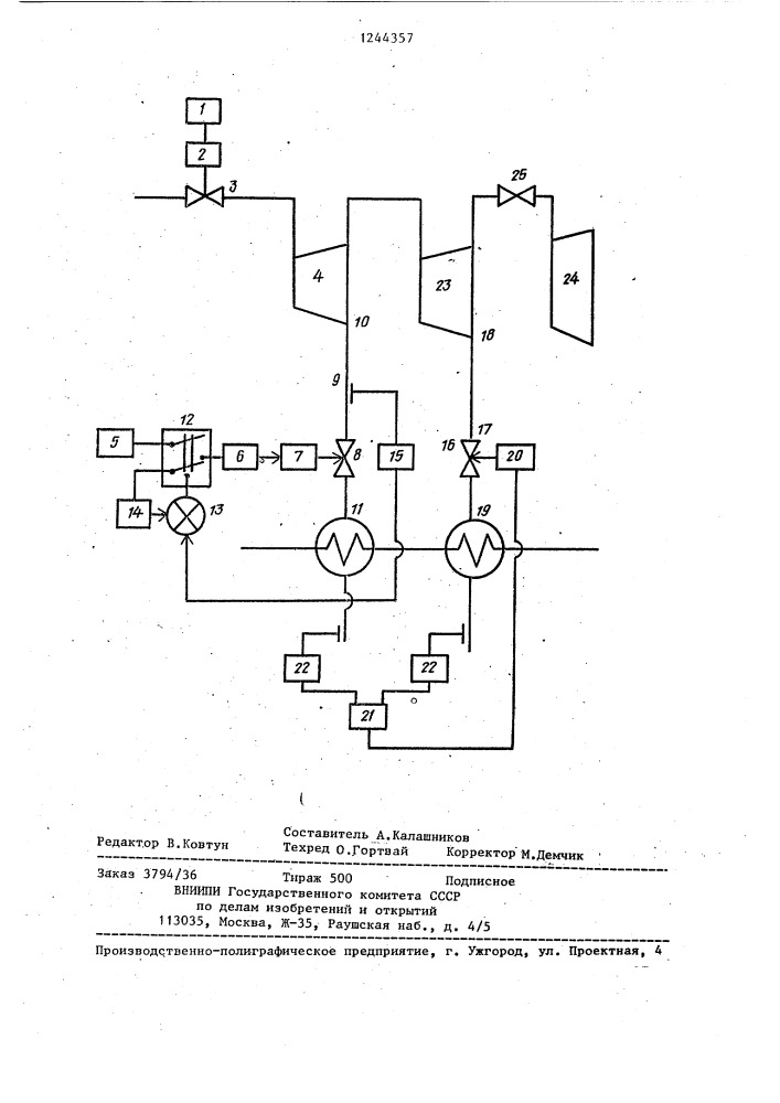 Способ регулирования теплофикационной паротурбинной установки (патент 1244357)