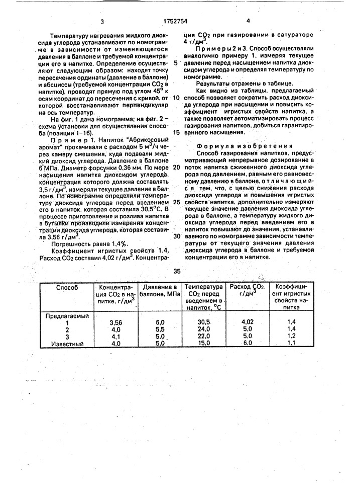 Способ газирования напитков (патент 1752754)