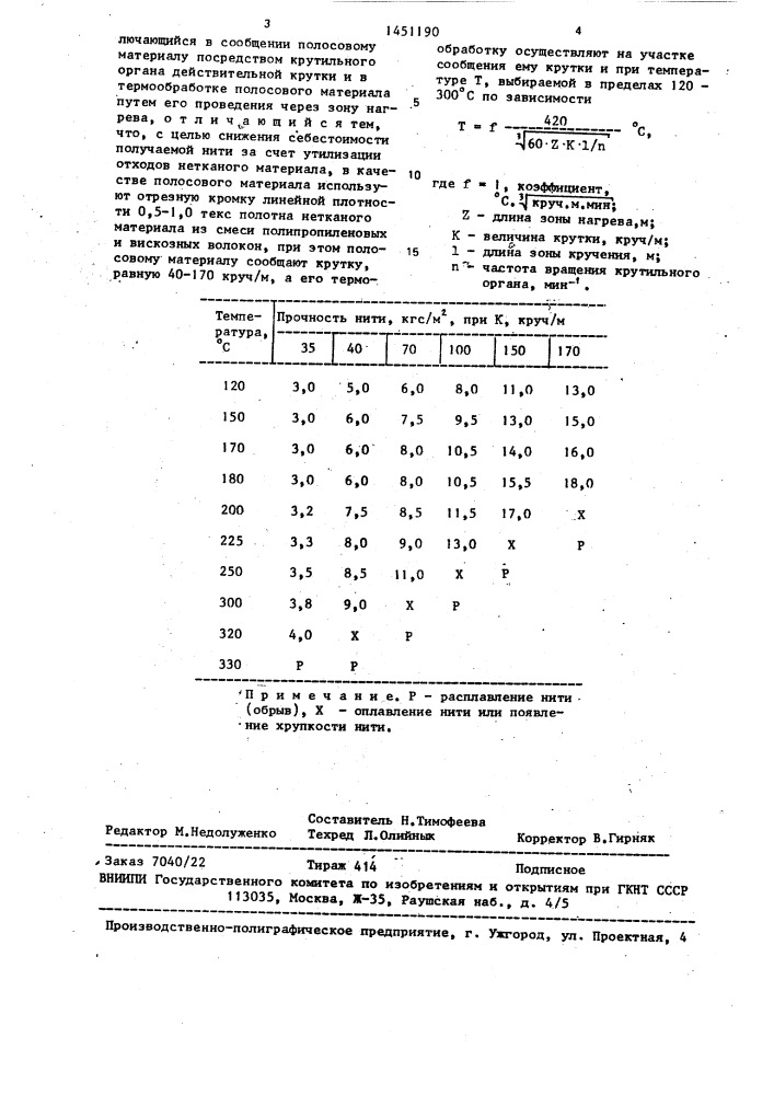 Способ получения нити из полосового синтетического материала (патент 1451190)