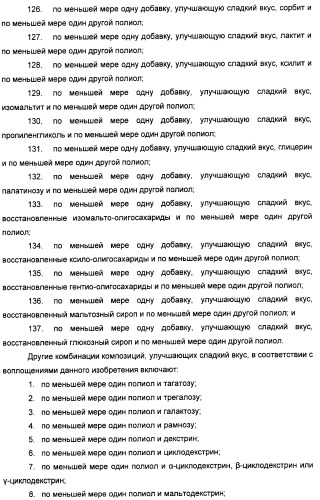 Композиции натурального интенсивного подсластителя с улучшенным временным параметром и(или) корригирующим параметром, способы их приготовления и их применения (патент 2459434)