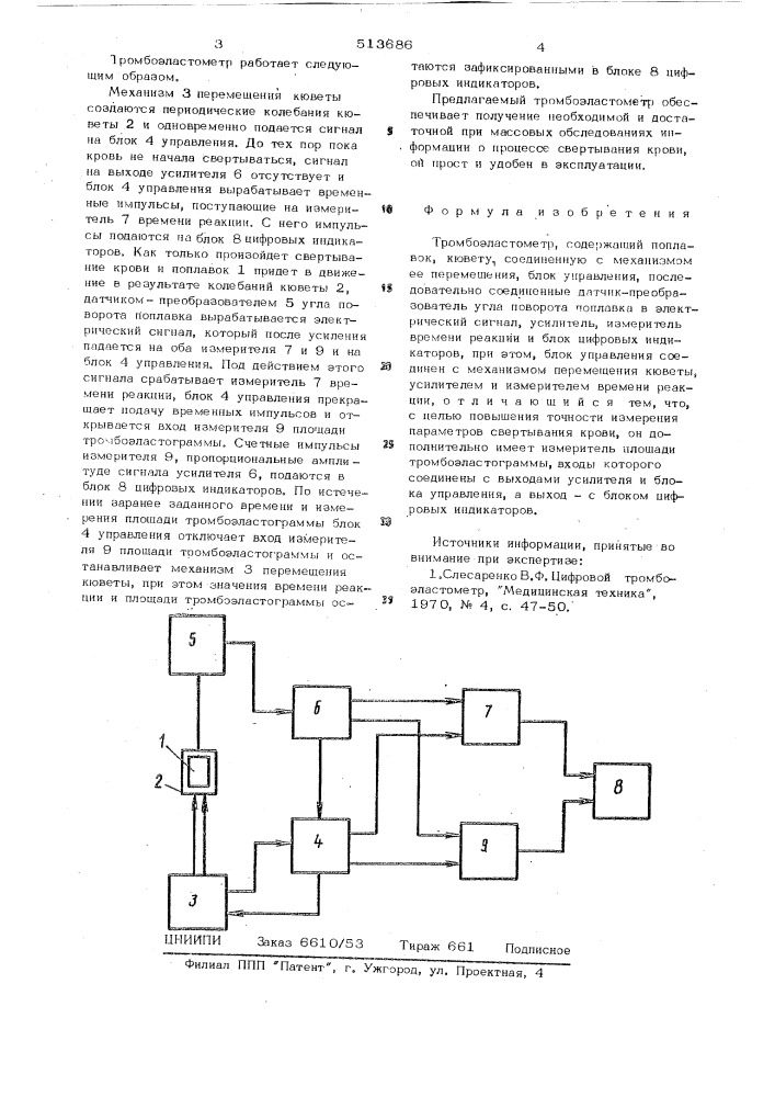 Тромбоэластометр (патент 513686)