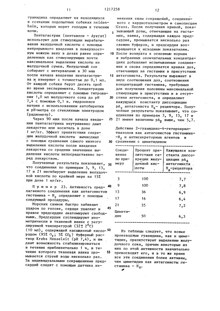 Способ получения производных 2-гуанидино-4- гетероарилтиазола или их фармацевтически приемлемых кислотно-аддитивных солей (патент 1217258)