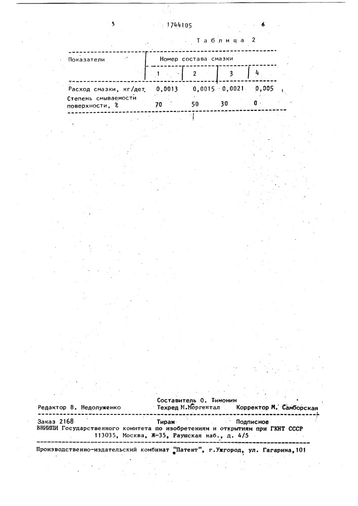 Смазка для холодной обработки металлов давлением (патент 1744105)