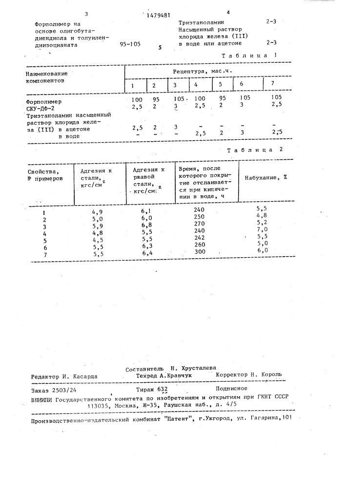 Состав для покрытий (патент 1479481)