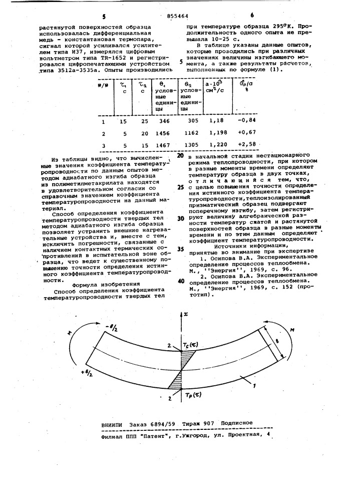 Способ определения коэффициента температуропроводности твердых тел (патент 855464)