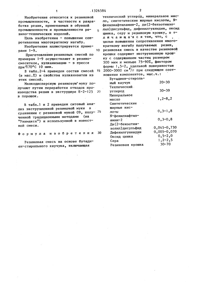 Резиновая смесь на основе бутадиен-стирольного каучука (патент 1326584)