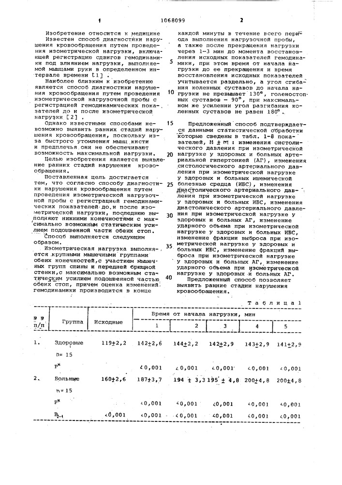 Способ диагностики нарушения кровообращения (патент 1068099)