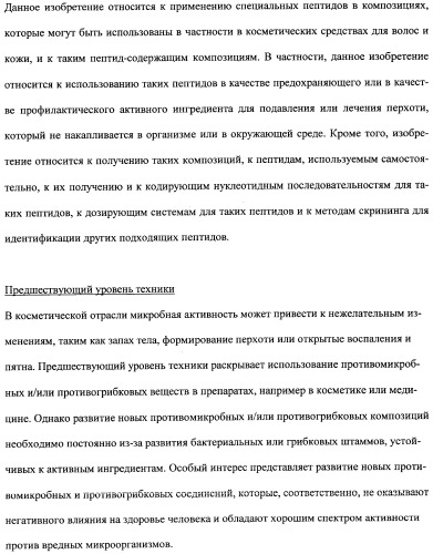 Противоперхотные композиции, содержащие пептиды (патент 2491052)