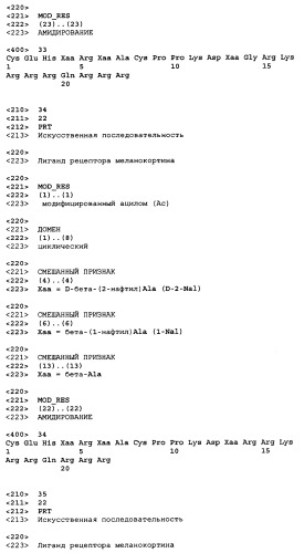 Лиганды рецепторов меланокортинов (патент 2401841)