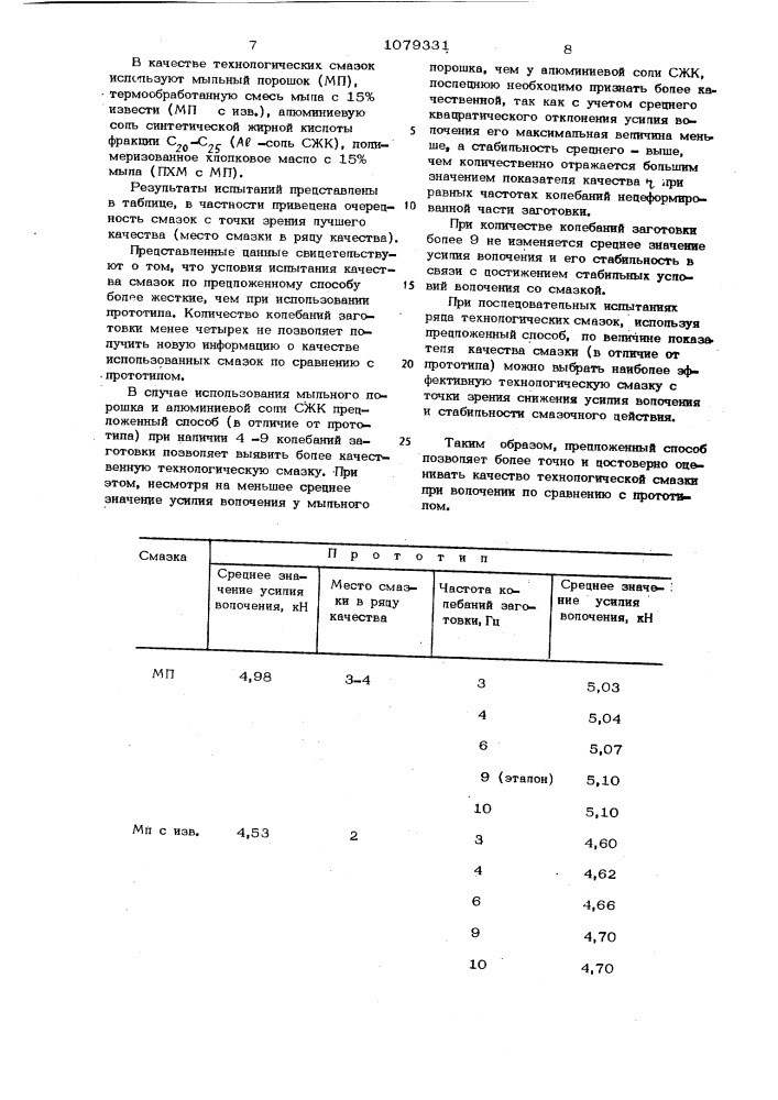 Способ оценки качества технологической смазки при волочении (патент 1079331)