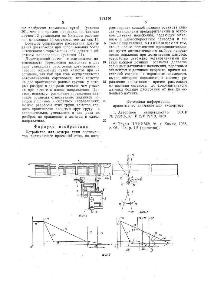 Устройство для отмера длин сортиментов (патент 737210)
