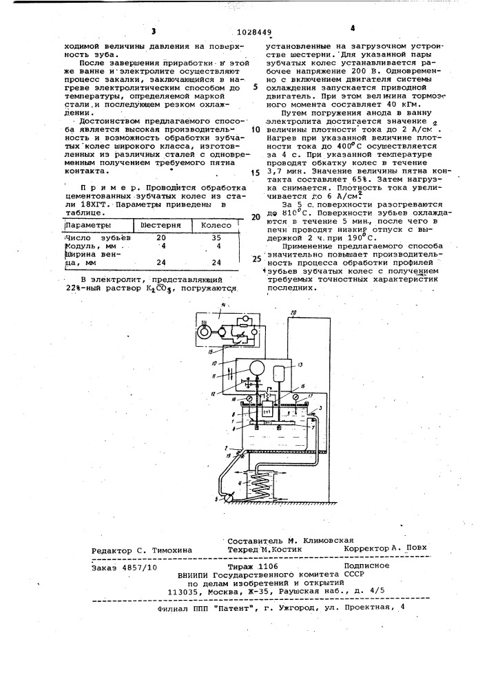 Способ обработки профиля зубьев зубчатых колес (патент 1028449)