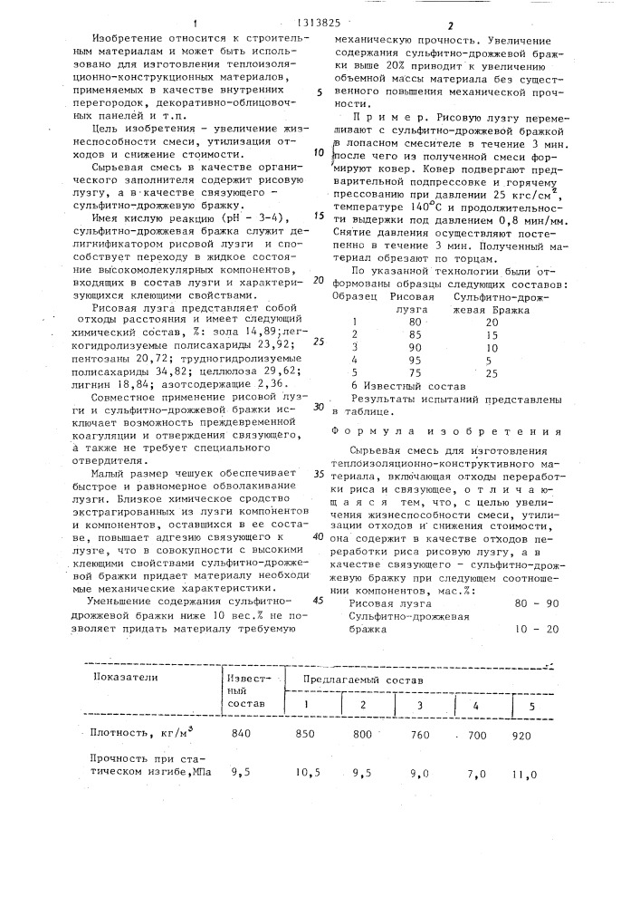 Сырьевая смесь (патент 1313825)