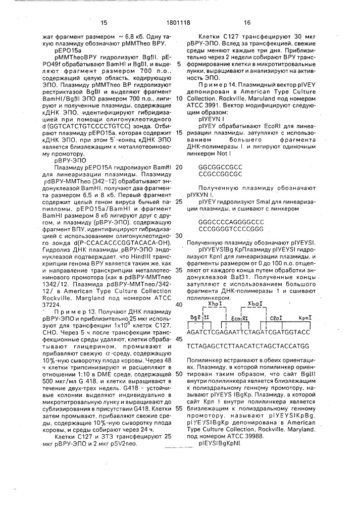 Способ получения человеческого эритропоэтина (патент 1801118)