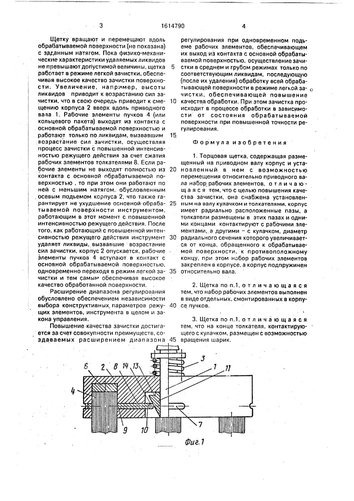 Торцовая щетка (патент 1614790)