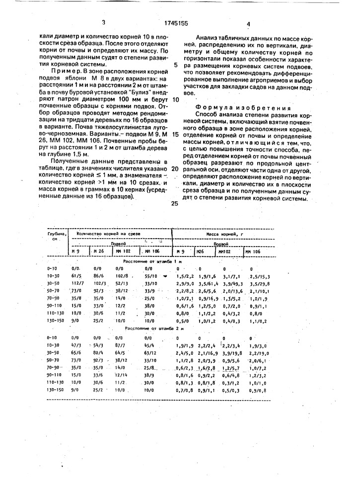 Способ анализа степени развития корневой системы (патент 1745155)