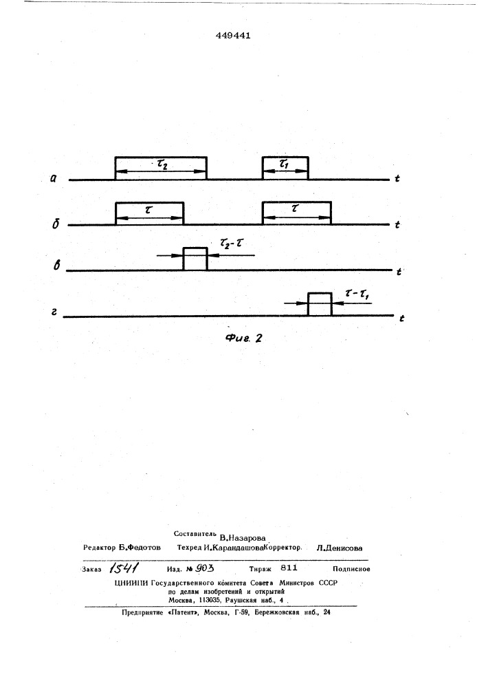 Селектор импульсов по длительнос и (патент 449441)