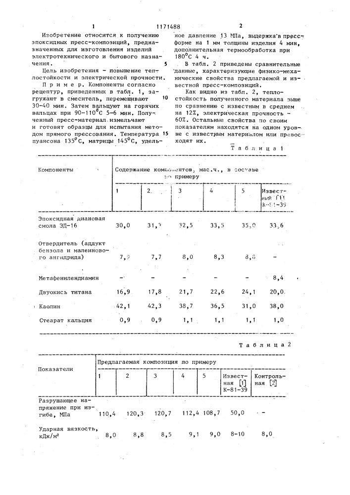 Пресскомпозиция (патент 1171488)