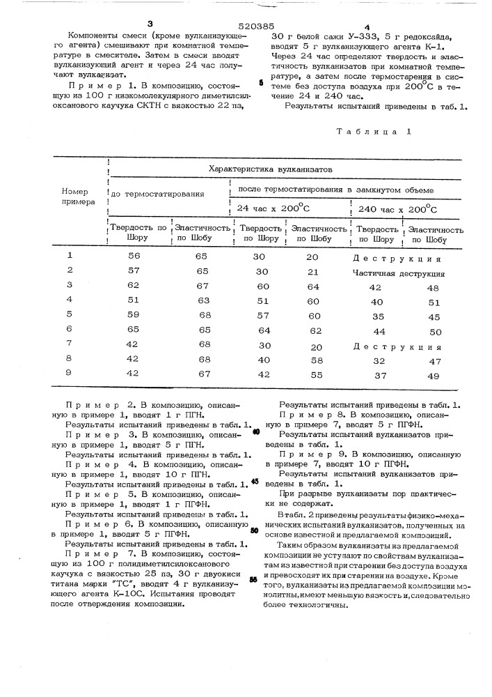 Композиция на основе низкомолекулярного силоксанового каучука (патент 520385)