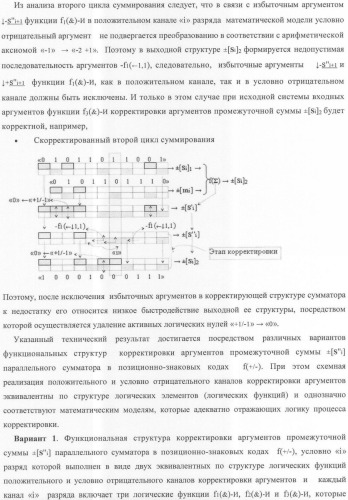 Функциональная структура корректировки аргументов промежуточной суммы &#177;[s&#39;&#39;i] параллельного сумматора в позиционно-знаковых кодах f(+/-) (патент 2362204)