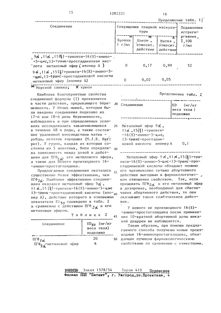 Способ получения производных 16-аминопростагландина или их солей (патент 1082321)