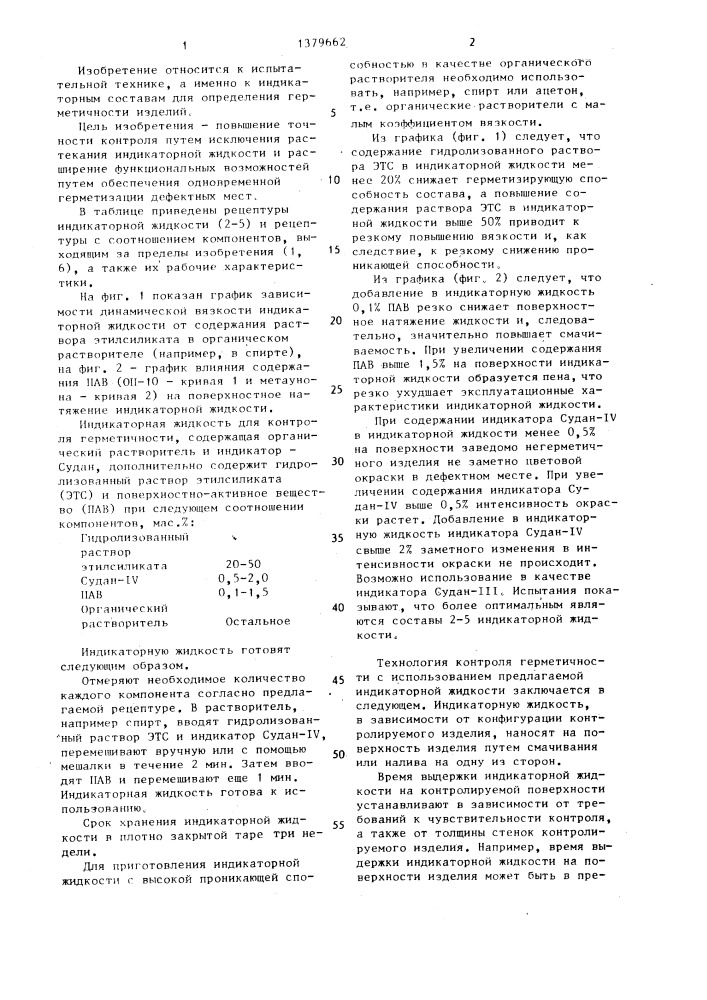 Индикаторная жидкость для контроля герметичности изделий (патент 1379662)