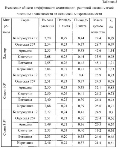 Способ оценки адаптивности растений озимой мягкой пшеницы в условиях склоновой микрозональности (патент 2566556)