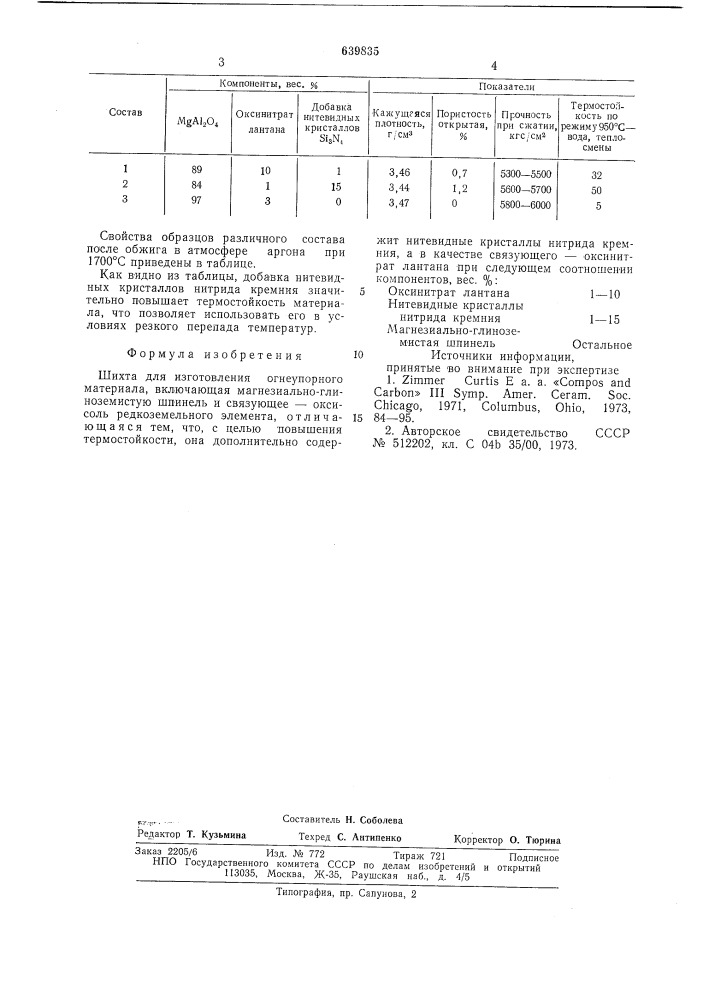 Шахта для изготовления огнеупорного материала (патент 639835)