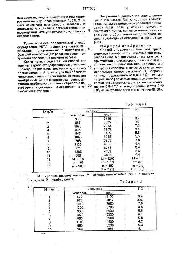 Способ определения областной трансформации лимфоцитов (патент 1777085)