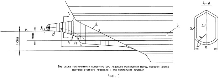 Носовая оконечность корпуса арктического ледокола (патент 2458812)