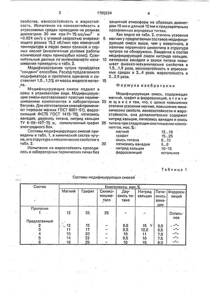 Модифицирующая смесь (патент 1765234)