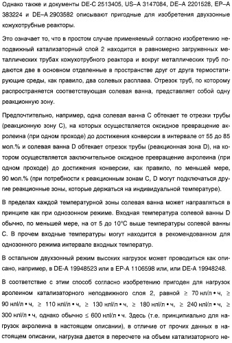 Способ длительного проведения гетерогенно катализированного частичного окисления в газовой фазе пропена в акриловую кислоту (патент 2374218)