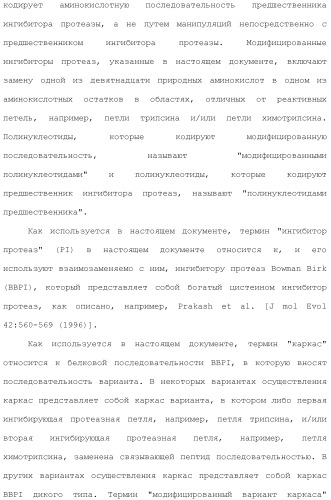 Модифицированные варианты ингибиторов протеаз bowman birk (патент 2509776)