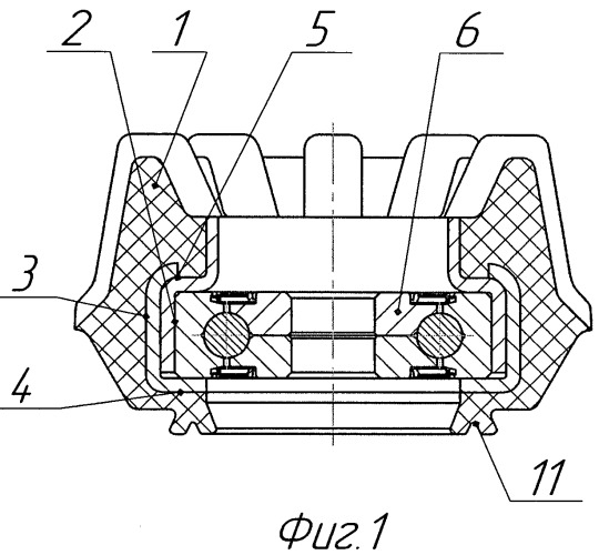 Резино-металлическая опора стойки с совмещенными нагрузками (патент 2436687)