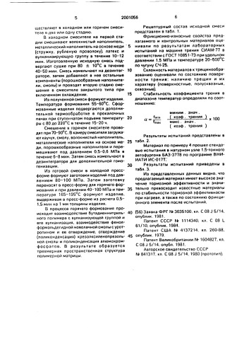 Фрикционная полимерная пресс-композиция (патент 2001056)