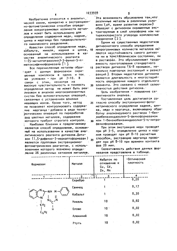 Способ экстракционно-фотометрического определения кадмия, цинка,меди и марганца (патент 1033939)