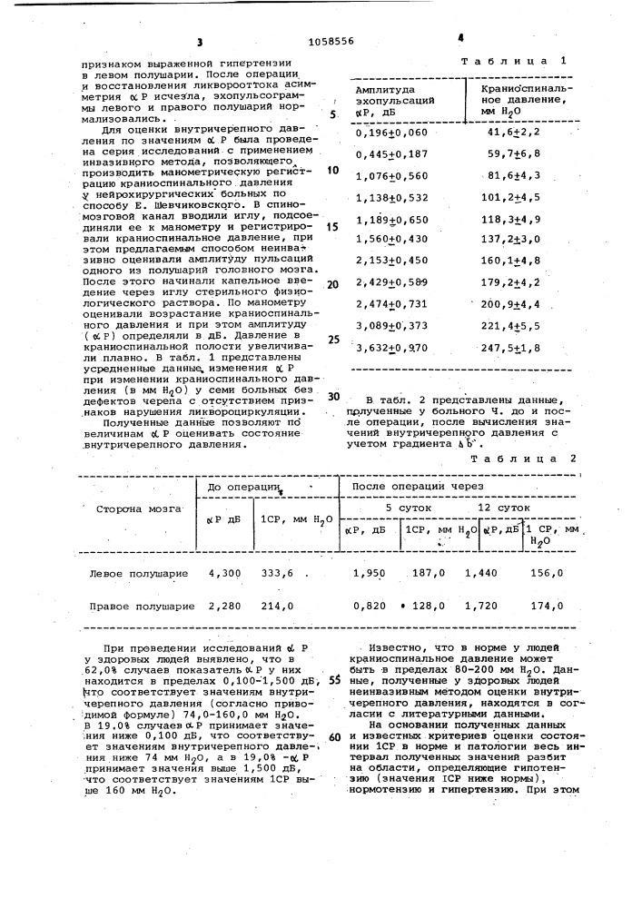 Способ определения внутричерепного давления (патент 1058556)