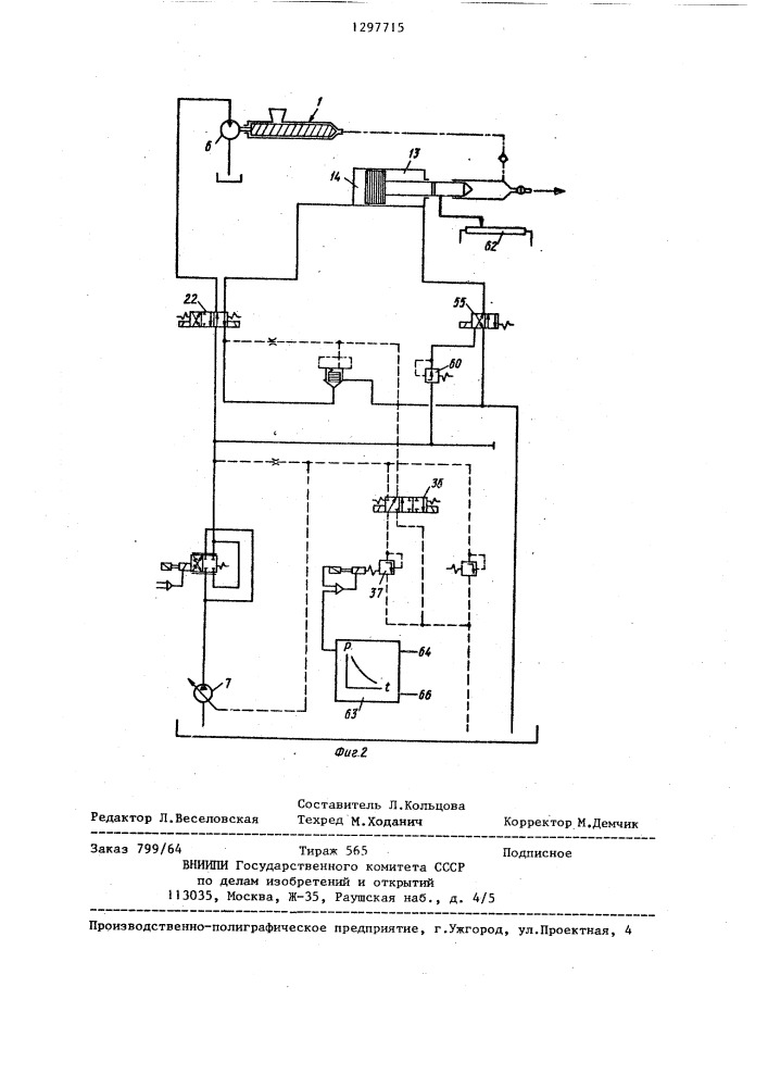 Гидравлическое управляющее устройство экструдеров для обработки каучука литьем под давлением (патент 1297715)