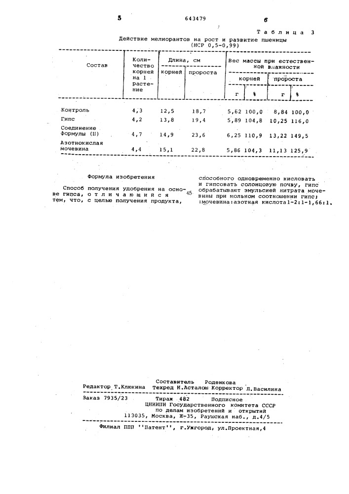 Способ получения удобрения на основе гипса (патент 643479)