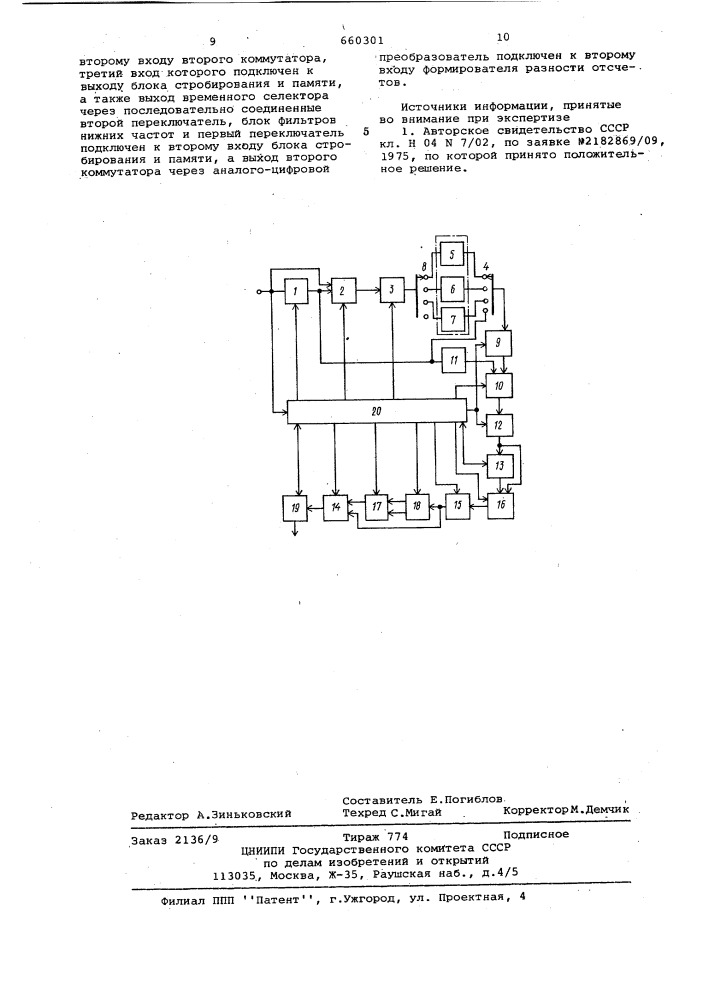 Устройство для измерения параметров телевизионного сигнала (патент 660301)
