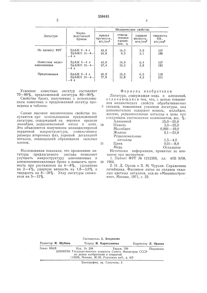 Лигатура (патент 550445)