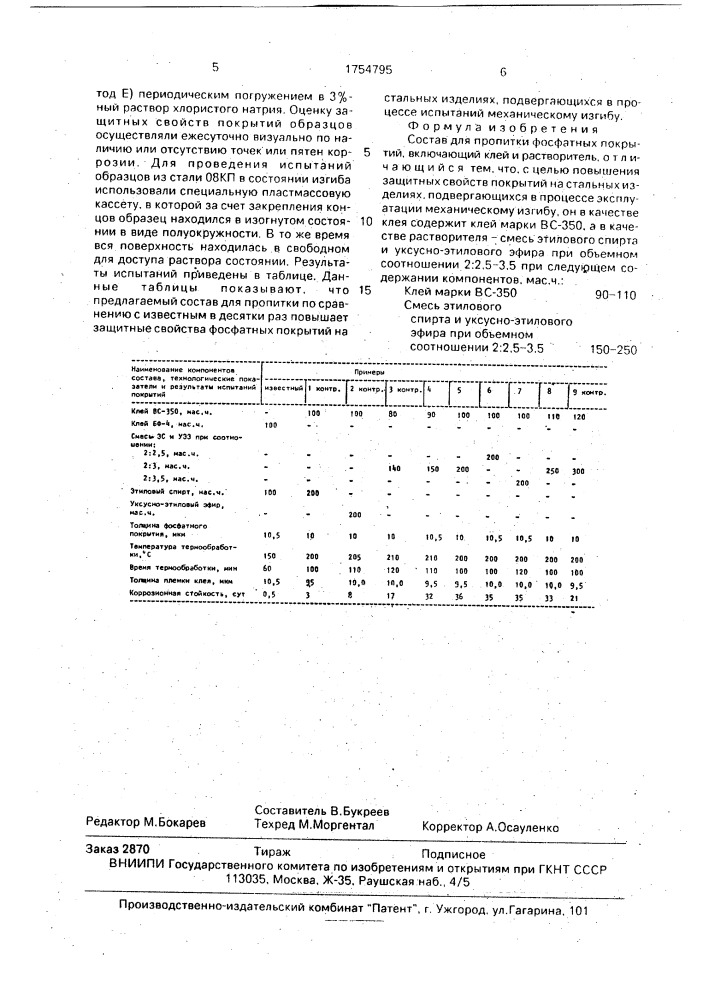 Состав для пропитки фосфатных покрытий (патент 1754795)