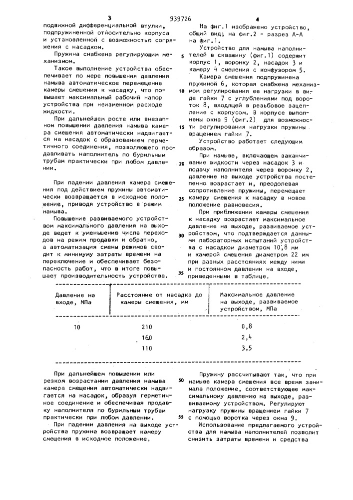 Устройство для намыва наполнителей в скважину (патент 939726)