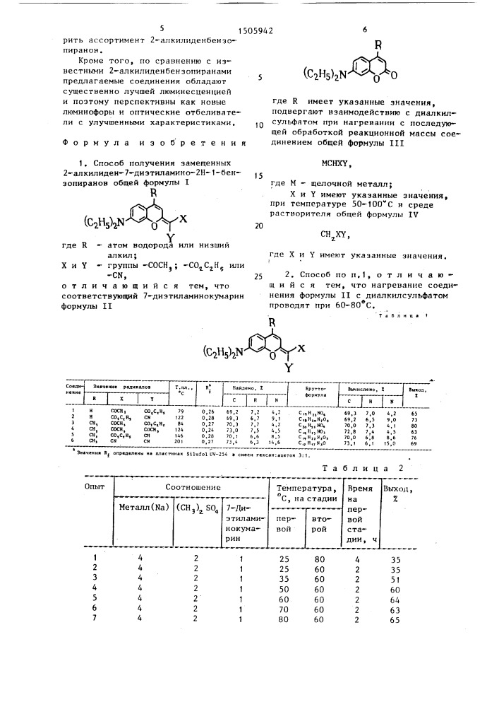 Способ получения замещенных 2-алкилиден-7-диэтиламино-2н-1- бензопиранов (патент 1505942)